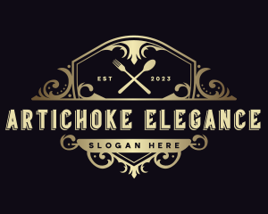 Elegant Restaurant Shield logo design