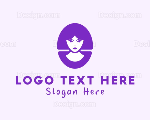 Beautiful Woman Hairdressing Logo