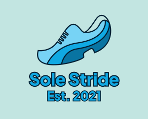 Blue Running Shoe logo design