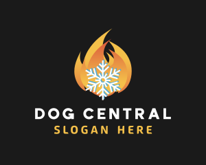 Fire Snowflake HVAC logo design