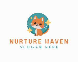 Cute Cat Feline Pet logo design