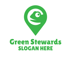 Green Pin Chameleon logo design