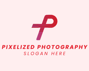 Red Tech Letter P logo design