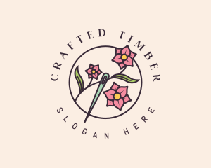 Floral Needle Sewing logo design