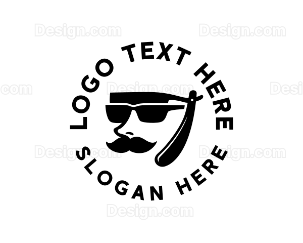 Gentleman Razor Mustache Logo