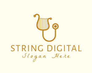 Elegant Harp Stethoscope logo design