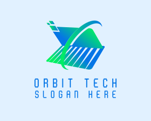 Laptop Orbit Pixel logo design