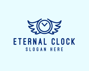 Clock Wings Time logo design