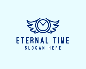 Clock Wings Time logo design