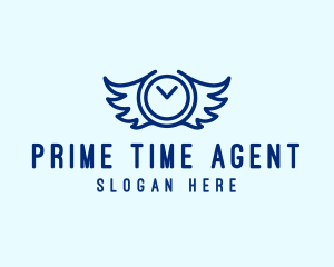 Clock Wings Time logo design