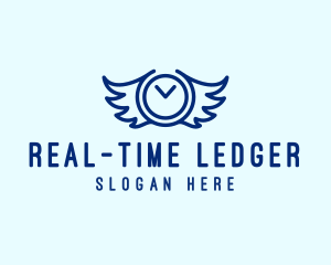 Clock Wings Time logo design