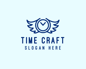 Clock Wings Time logo design