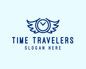 Clock Wings Time logo design