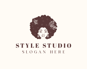 Afro Woman Hairdresser logo