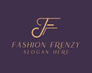 Gold Fashion Letter F logo design