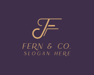 Gold Fashion Letter F logo design