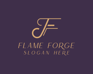 Gold Fashion Letter F logo design