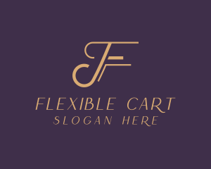 Gold Fashion Letter F logo design