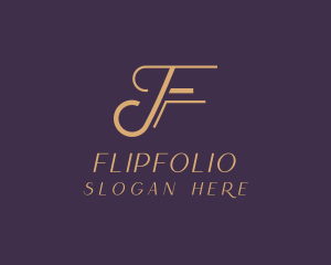 Gold Fashion Letter F logo design