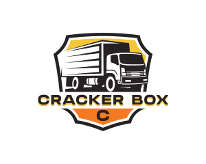 Box Truck Delivery Shield logo design