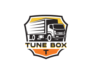 Box Truck Delivery Shield logo design