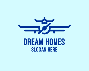 Blue Aircraft Flying Logo