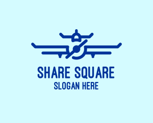 Blue Aircraft Flying Logo