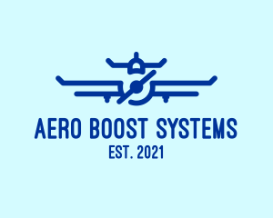 Blue Aircraft Flying logo design