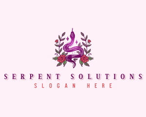 Floral Cosmic Snake logo design