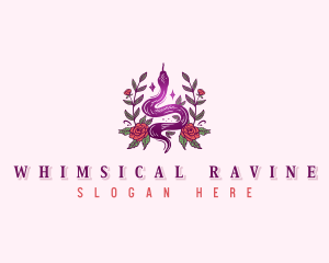 Floral Cosmic Snake logo design