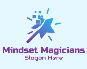 Star Wand Pixel logo design