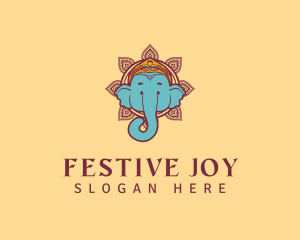 Festive Elephant Animal logo design