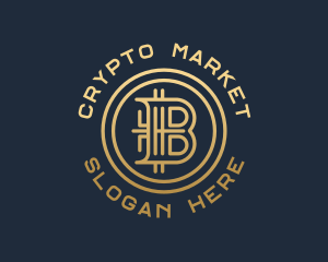 Gold Crypto Letter B logo