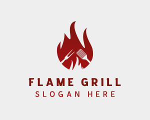 Hot Flaming Barbecue logo design