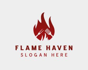 Hot Flaming Barbecue logo design