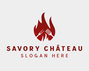 Hot Flaming Barbecue logo design