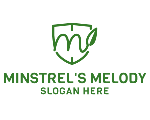 Shield Leaf Letter M logo design