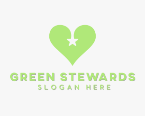 Green Star Heart logo design