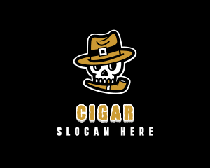 Hipster Cigarette Skull logo design