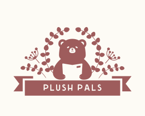 Cute Floral Bear Book logo design