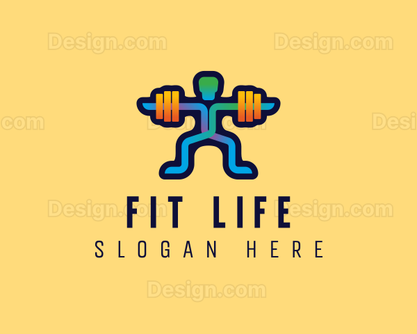 Weightlifting Barbell Man Logo