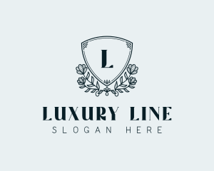 Luxury Shield Floral Crest logo design