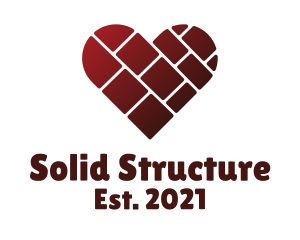 Construction Heart Brick  logo design