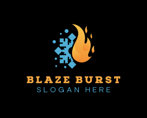 Flame Snowflake Fuel Heating logo design