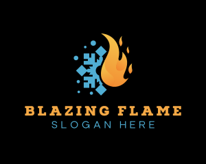 Flame Snowflake Fuel Heating logo design
