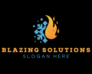 Flame Snowflake Fuel Heating logo design