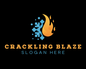 Flame Snowflake Fuel Heating logo design