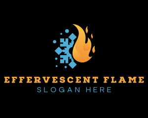 Flame Snowflake Fuel Heating logo design