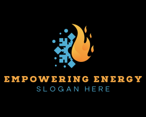 Flame Snowflake Fuel Heating logo design