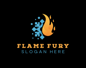 Flame Snowflake Fuel Heating logo design